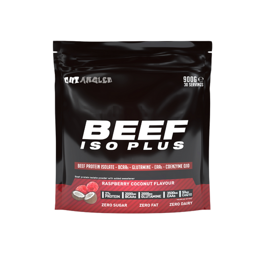 beef protein isolate protein powder raspberry coconut flavoured, fat free, sugar free, high protein