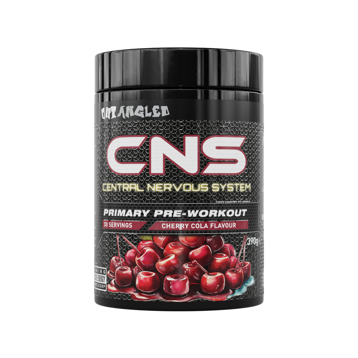 out angled cns pre-workout powder cherry cola high strength, high caffeine