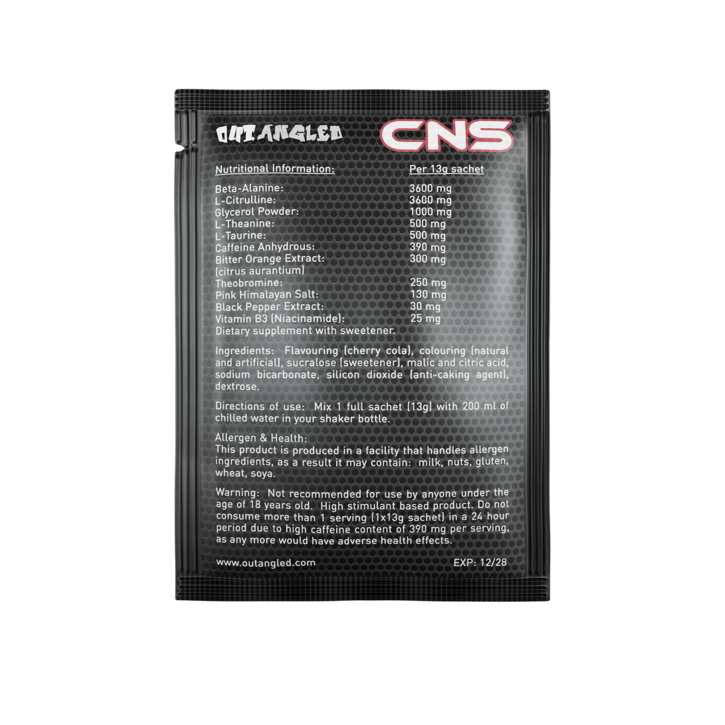 CNS Pre-Workout Sample Cherry Cola BACK