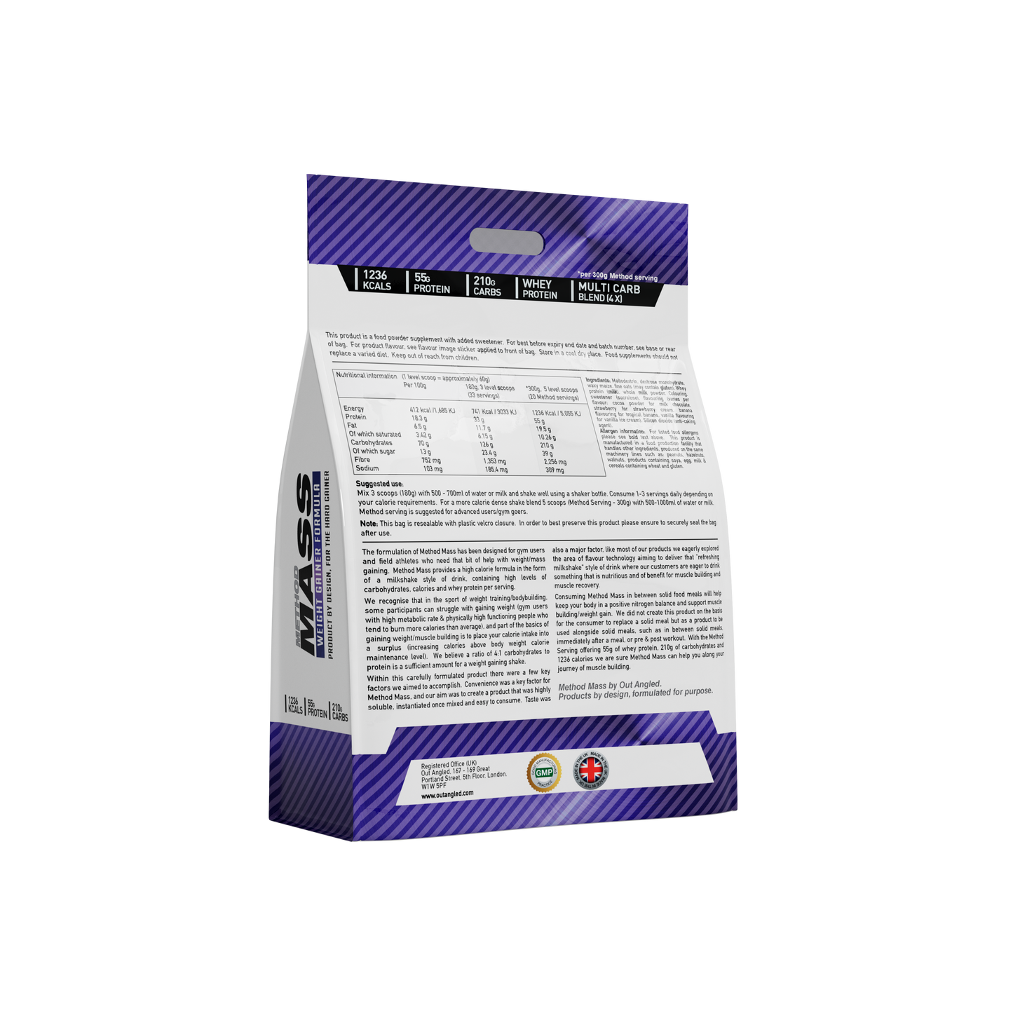 method mass gainer protein powder high calories, high carbohydrates, muscle growth weight gainer, nutritional information