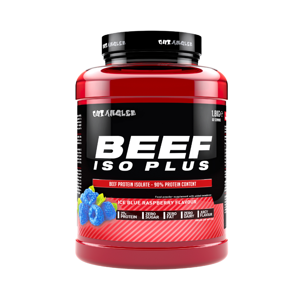 Beef protein isolate protein powder blue raspberry fat free sugar free high-protein