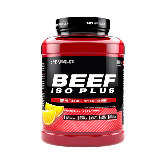 Beef protein isolate protein powder orange fat free sugar free high-protein