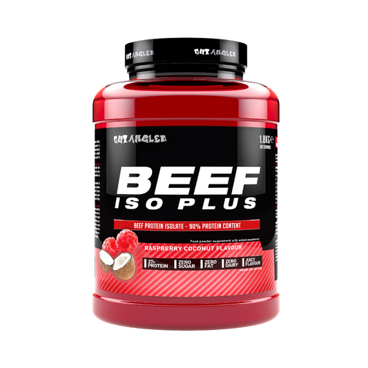 Beef protein isolate protein powder raspberry coconut fat free sugar free high-protein