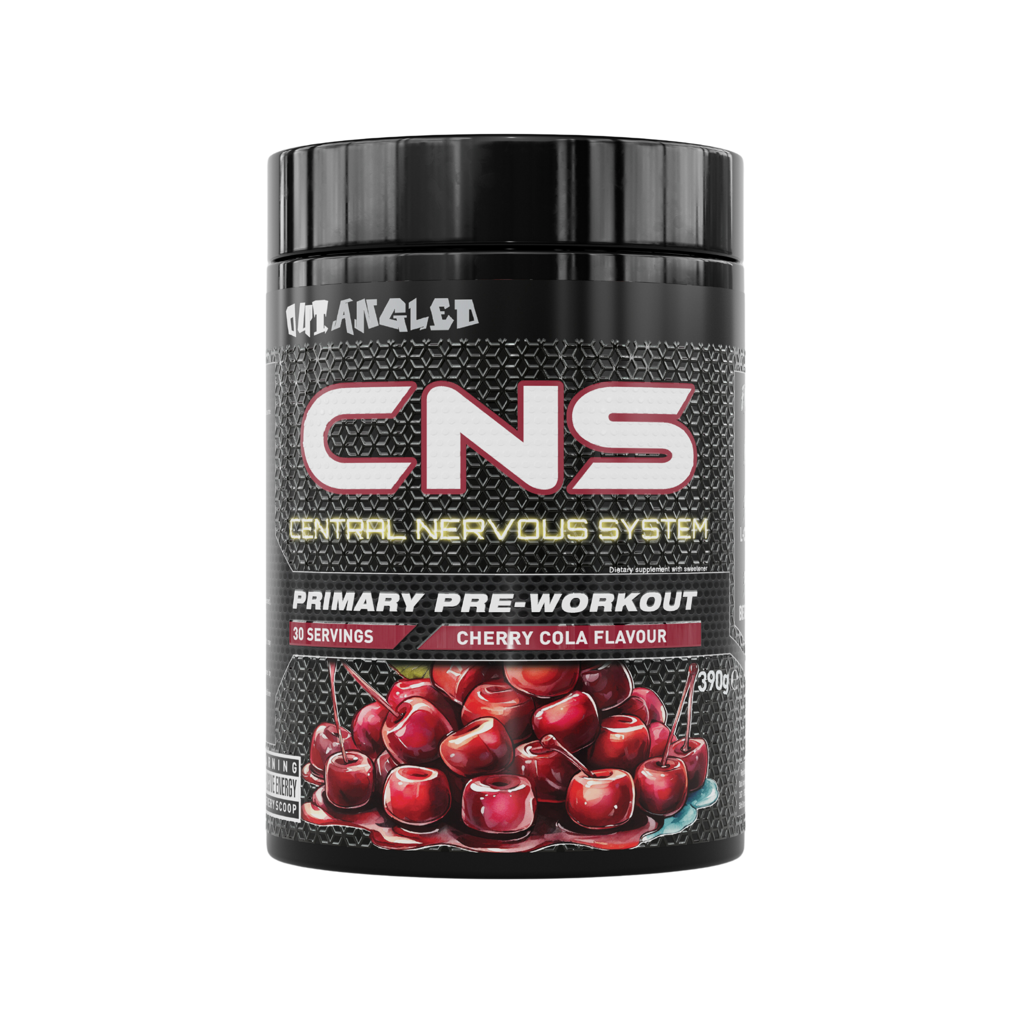 out angled cns pre-workout powder cherry cola high strength, high caffeine