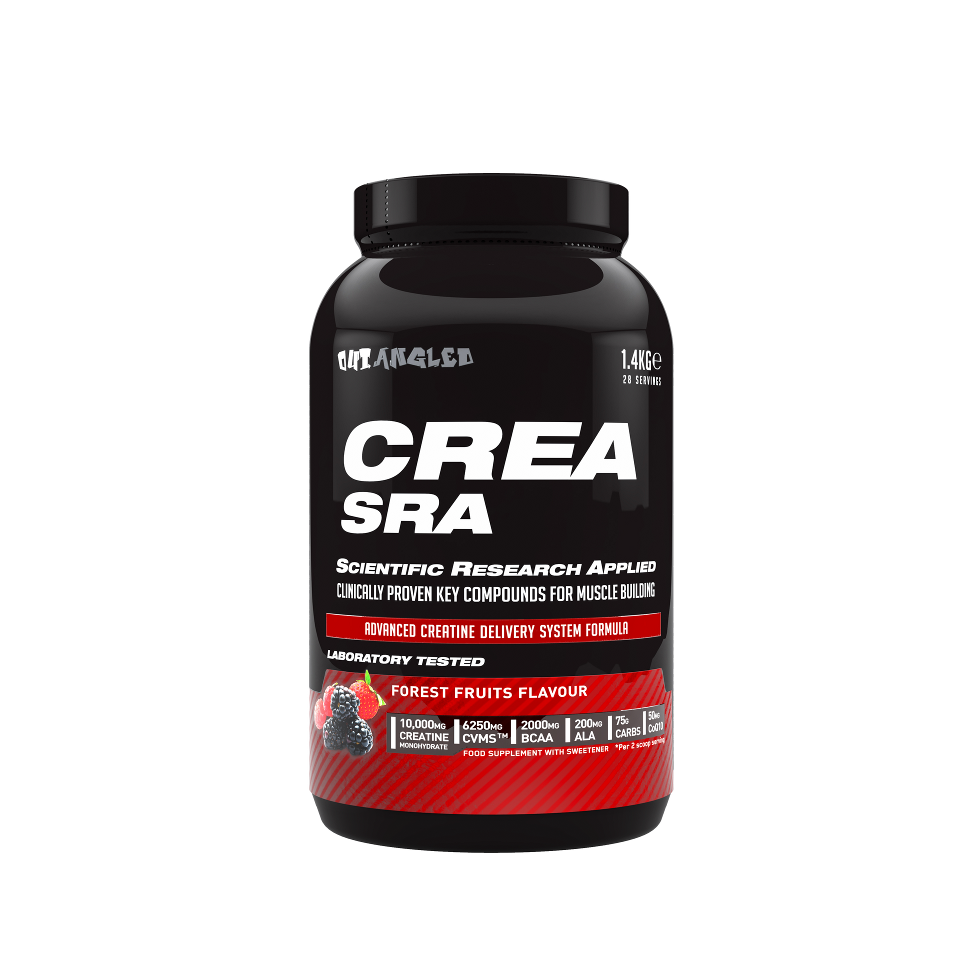 CREA SRA stim-free pre-workout powder, caffeine-free, performance booster, amino acids, bcaa, forest fruit