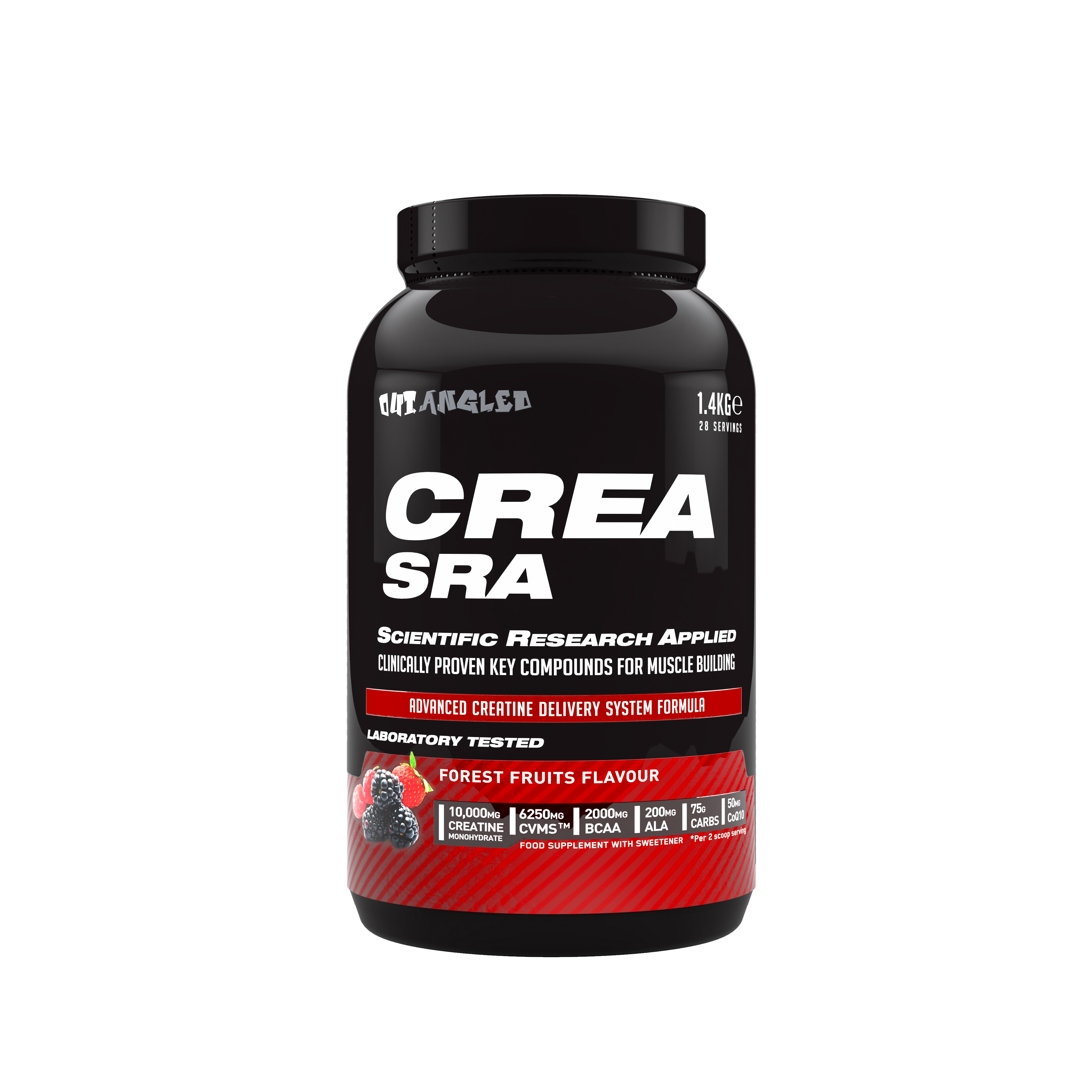 CREA SRA stim-free pre-workout powder, caffeine-free, performance booster, amino acids, bcaa, forest fruit